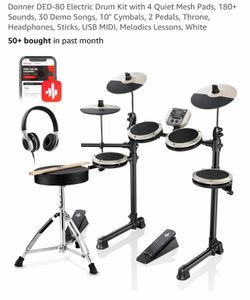 Donner DED-80 Electronic Drum Set (Black) – NEW in Box – $140