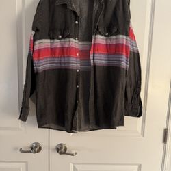 Men’s  Vintage Cowboy’s Only Casual Black and Red Striped Men's Shirt
