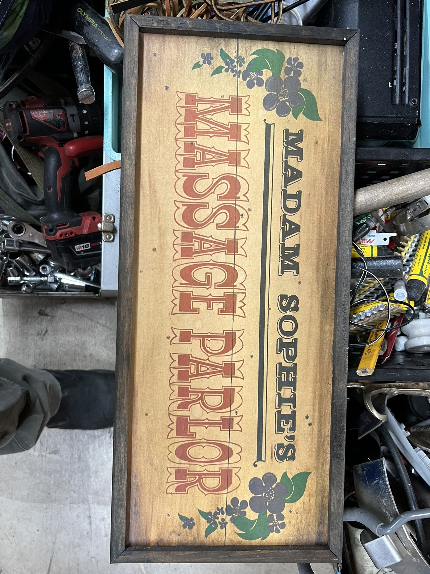 Vintage Madam Sophie’s Massage Parlor Sign