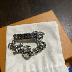 Monogram Plate Chain Bracelet Silver