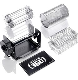 ROTO-Q 360 Family Rotisserie Kit Manual Wind-Up BBQ Grill Roaster Set