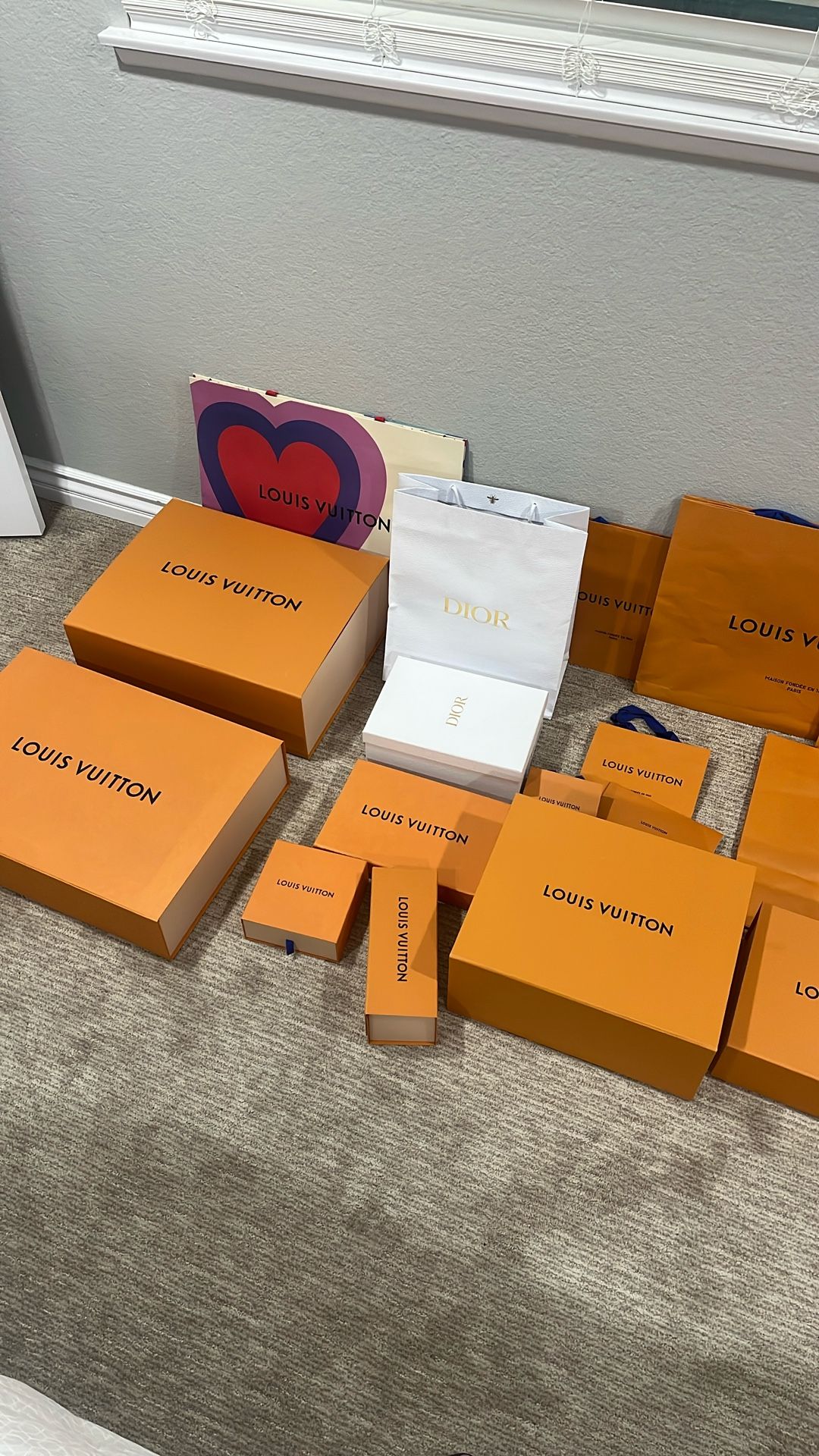 Louie Vuitton, Dior, Bally Empty Boxes And Bags