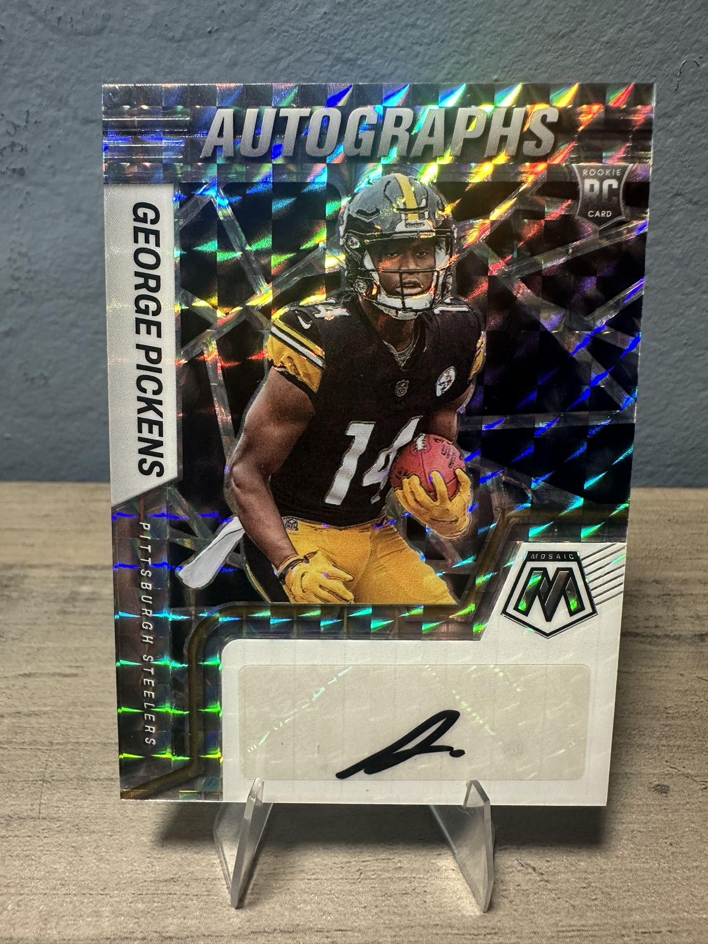 2022 Panini Mosaic George Pickens #RAM-GP Rookie Auto Silver Mosaic PRIZM SP RC