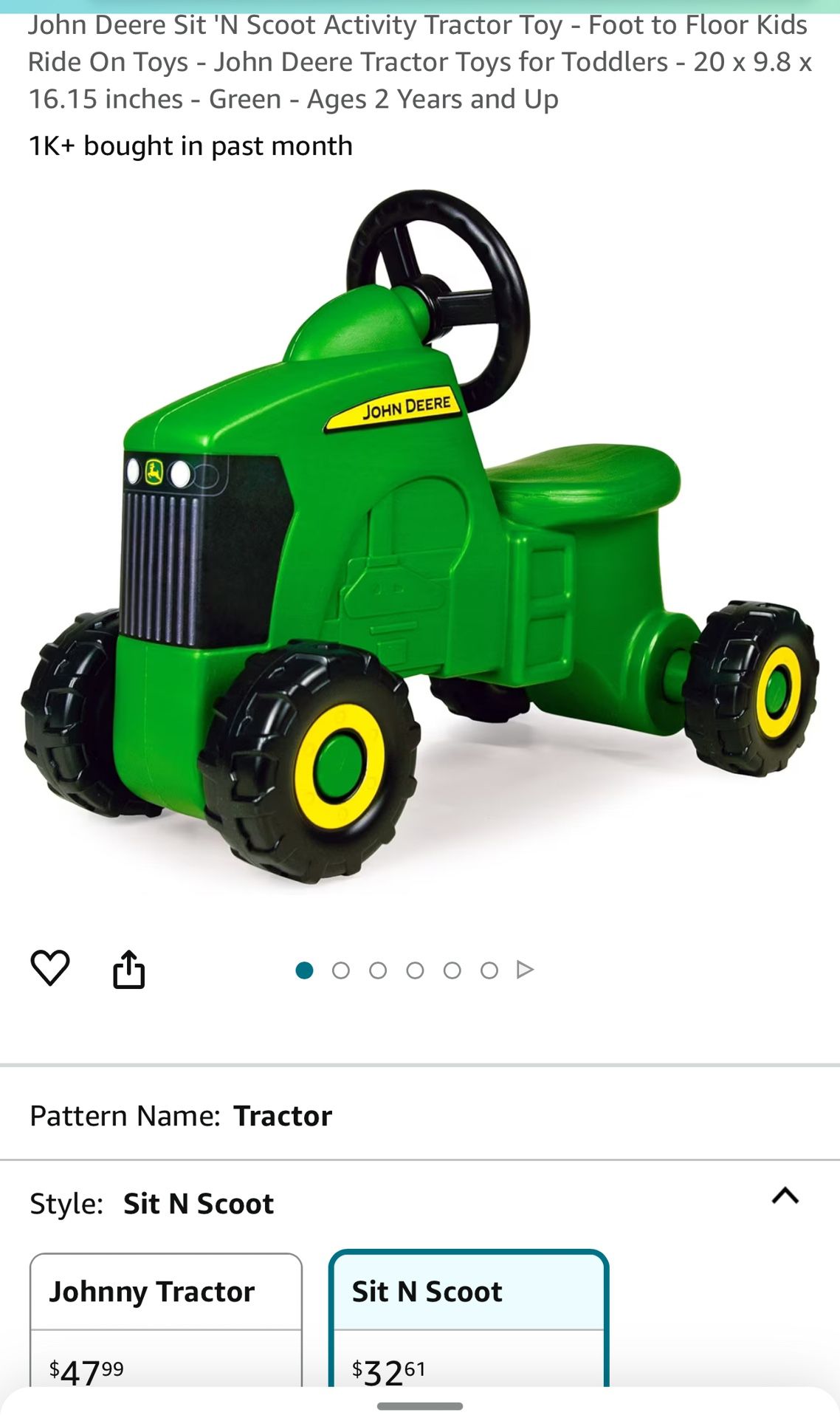 John Deere Sit N Scoot Tractor Toy