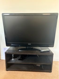 Used  Philips 42” LCD TV + Black Media Console