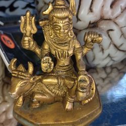 3 Inch Solid Brass Statue of Lord Shiva Seated On Nandi