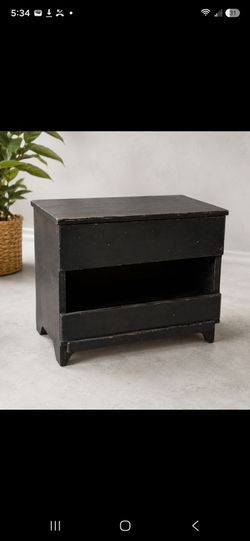 Rustic Matte Black Wooden Storage Bench / Accent Nightstand