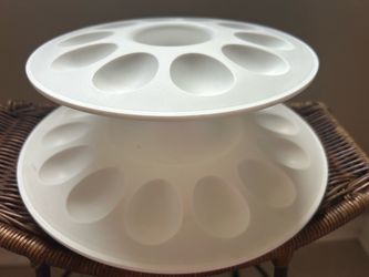 White Plastic Deviled Egg Tray Set