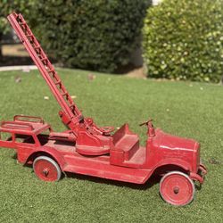 Vintage 1920s Buddy L Fire Ladder Truck Pressed Steel Antique Toys