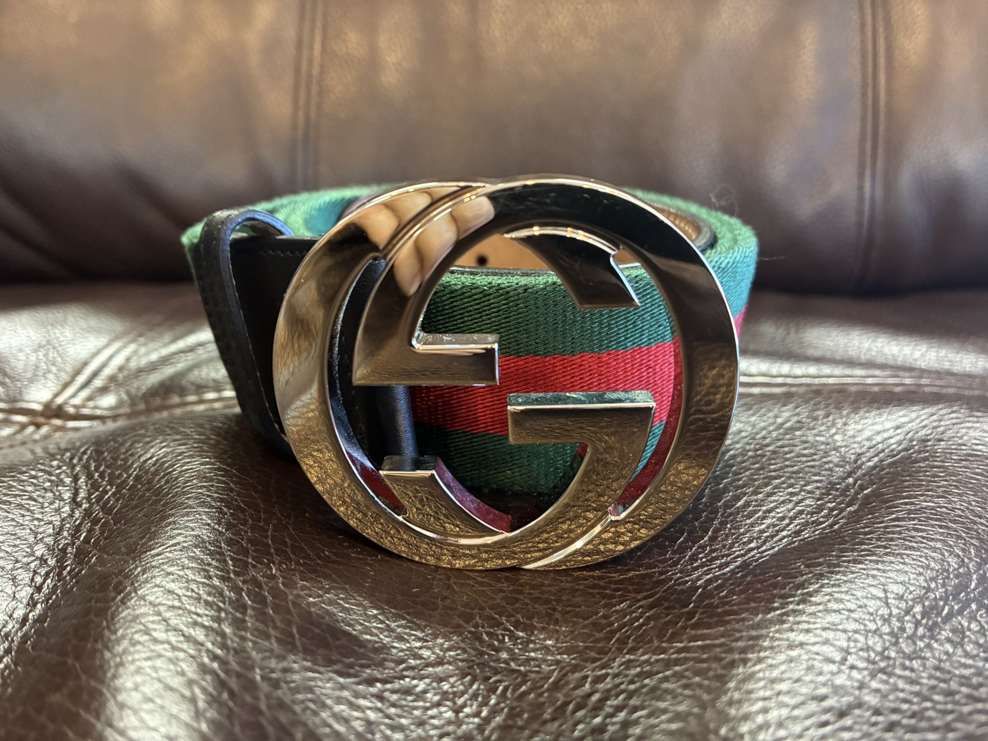 Gucci GG Stripe Belt Size 34