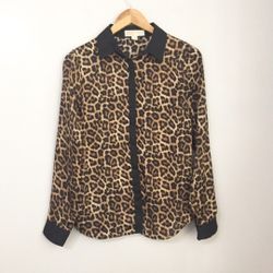 NEW Michael Kors Women’s Size 3X LEOPARD Animal Print Dress Shirt RETAIL $120