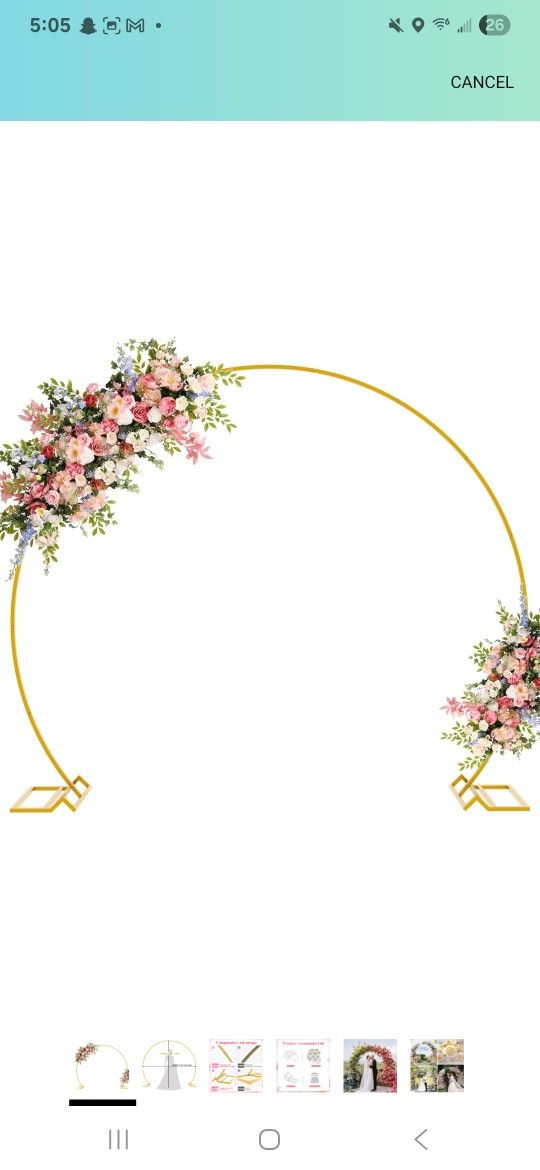 Asee'm 7.2FT Gold Wedding Arch Round Backdrop Stand Large Circle Metal Floral Balloon Frame for Party Anniversary Birthday Graduation Valentine Ceremo
