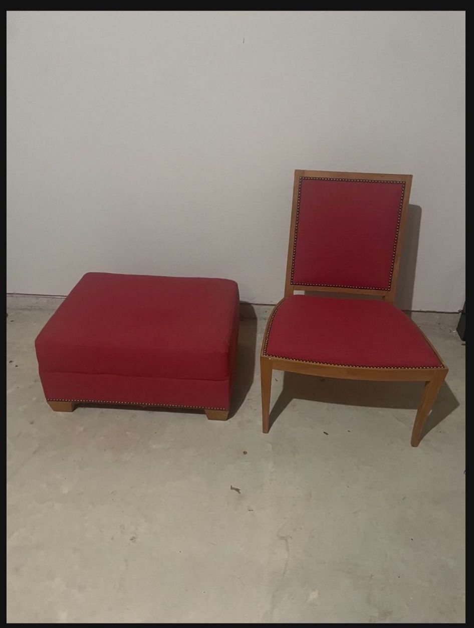 Teak Wood Chair And Ottoman