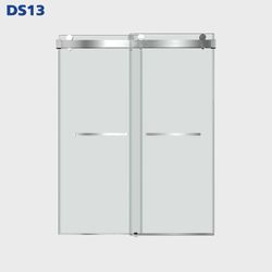 66-72.75 in. W x 76 in. H Double Sliding Frameless Soft Close Shower Door in Brushed Nickel with 3/8 in. Clear Glass