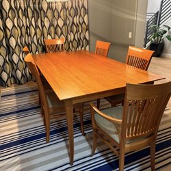 Room & Board Table With 6 Chairs, Hutch, And Sideboard