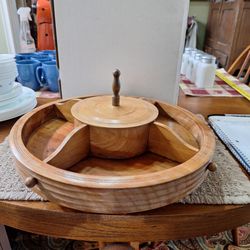 Wooden Divided Lazy Susan Serving Tray