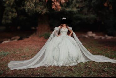Sage green quinceañera dress