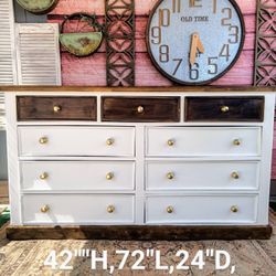 Big Rustic Thick Wood 9 Drawer Dresser