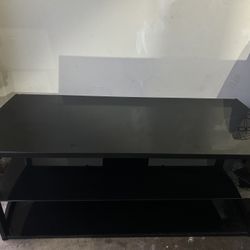 60” Black Metal And Glass Tv Table