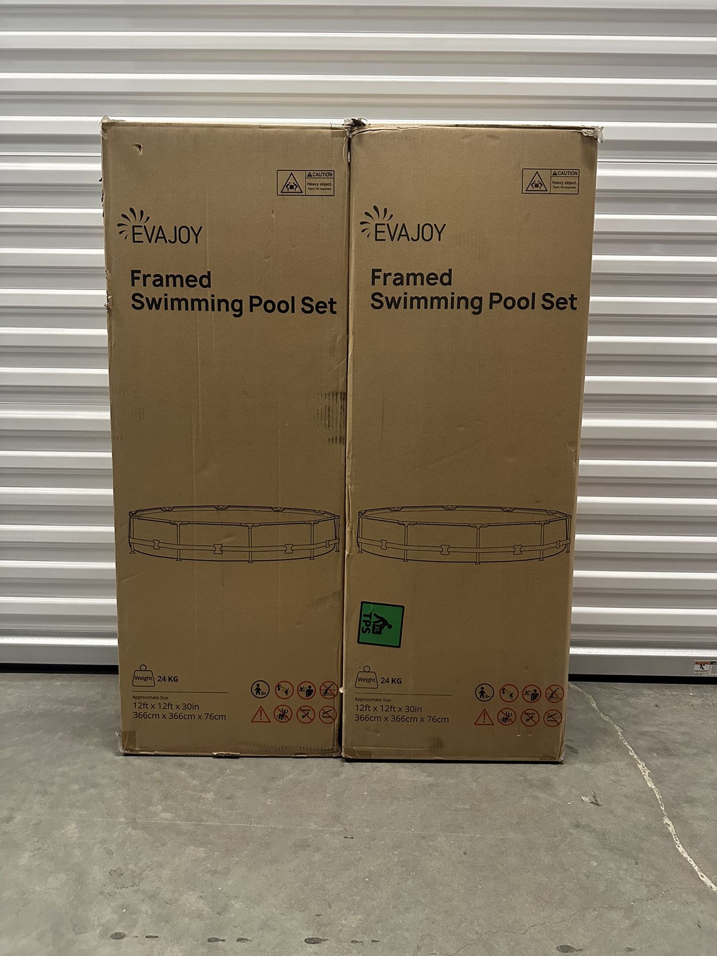 EVAJOY 12ft x 30in Metal Frame Swimming Pool