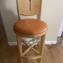 Orange Faux Leather Under Counter Round Top Stool 