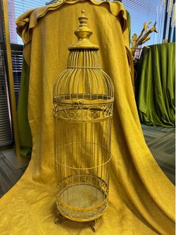 Antique Gold Iron Bird Cages 35" Tall