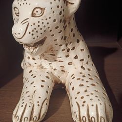 Vtg Vintage Mexico Chalkware Leopard 