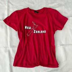 Red New Zealand Map Graphic Tee