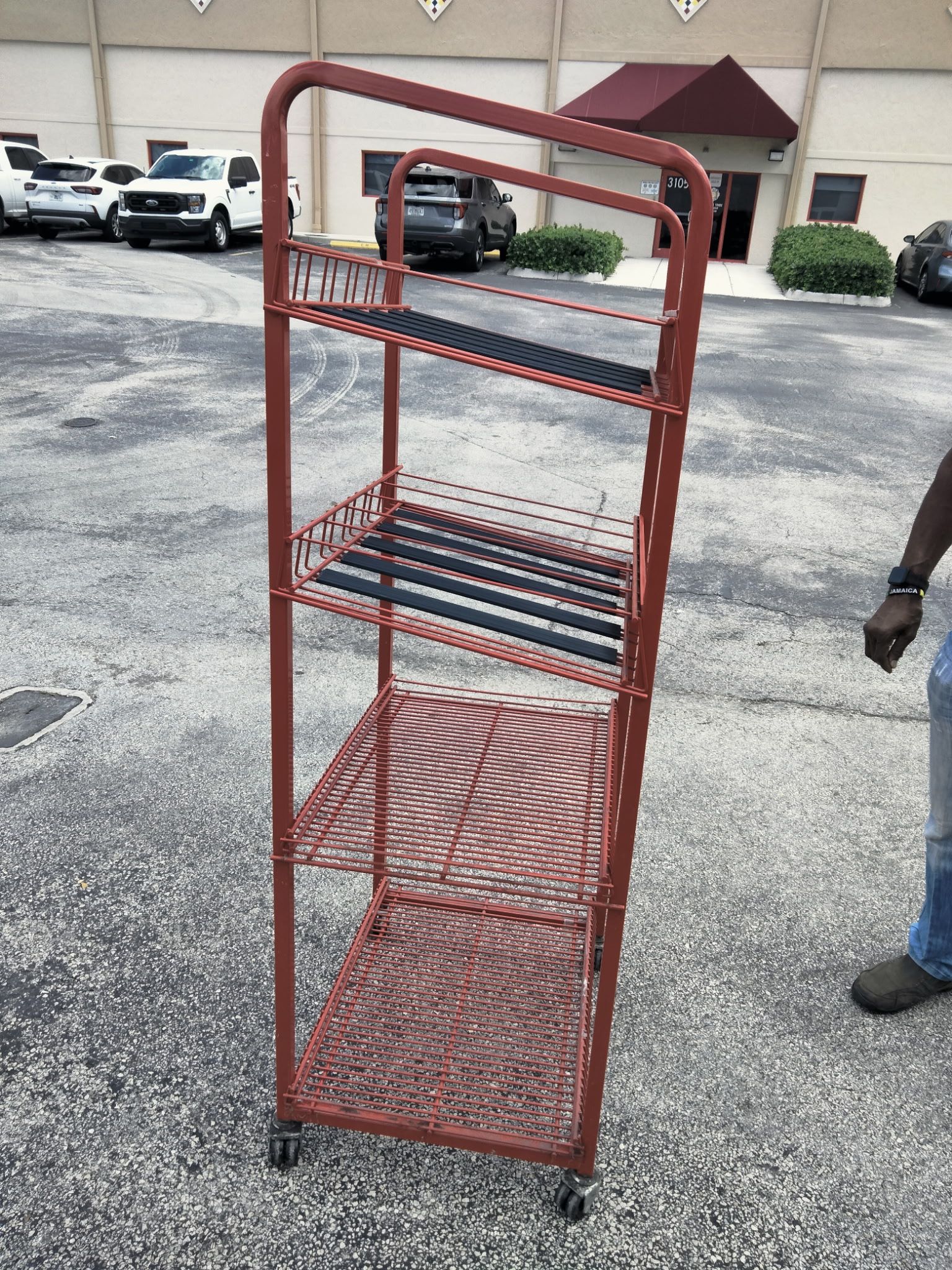 Heavy-Duty Rolling Metal Display Rack - 4 Tiers