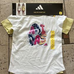 NWT Adidas girls tshirt & shorts 3pcs outfit set size 5