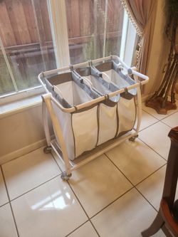 3-Section Rolling Laundry Sorter Cart