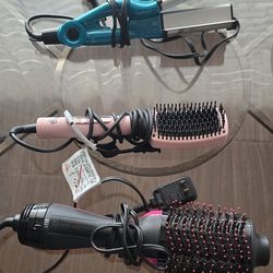 Hair Styling Tools Bundle – Curling Iron, Straightener, Hot Brush – Works Great