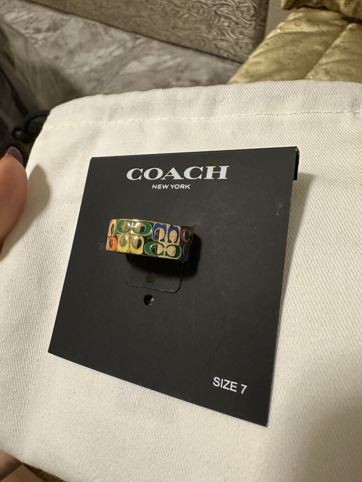 Coach Rainbow/Mutli Color Quilted Signature Enamel Ring NWT!