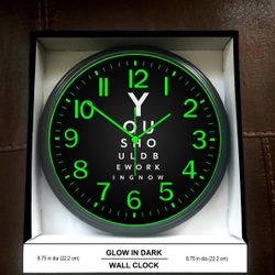 Office Home Work Studio Glow in the Dark Wall Clock New!