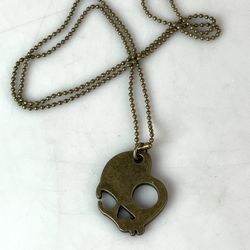 Skullcandy Skull Bronze Logo Tag Pendant Necklace Chain