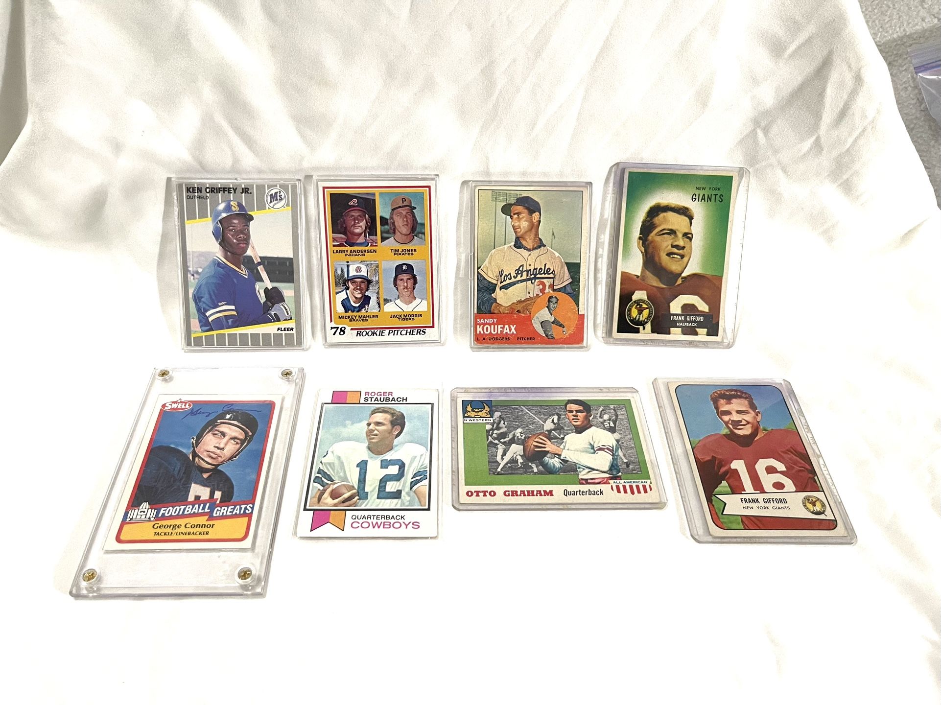 Collection Of (8) Baseball And Football Trading Cards. From 1960s To 1990s