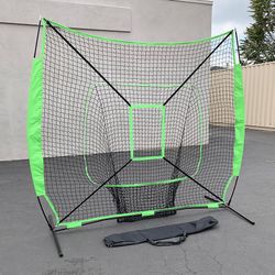 $55 (Brand New) Baseball & softball practice hitting & pitching 7x7’ net with bow frame, carry bag 