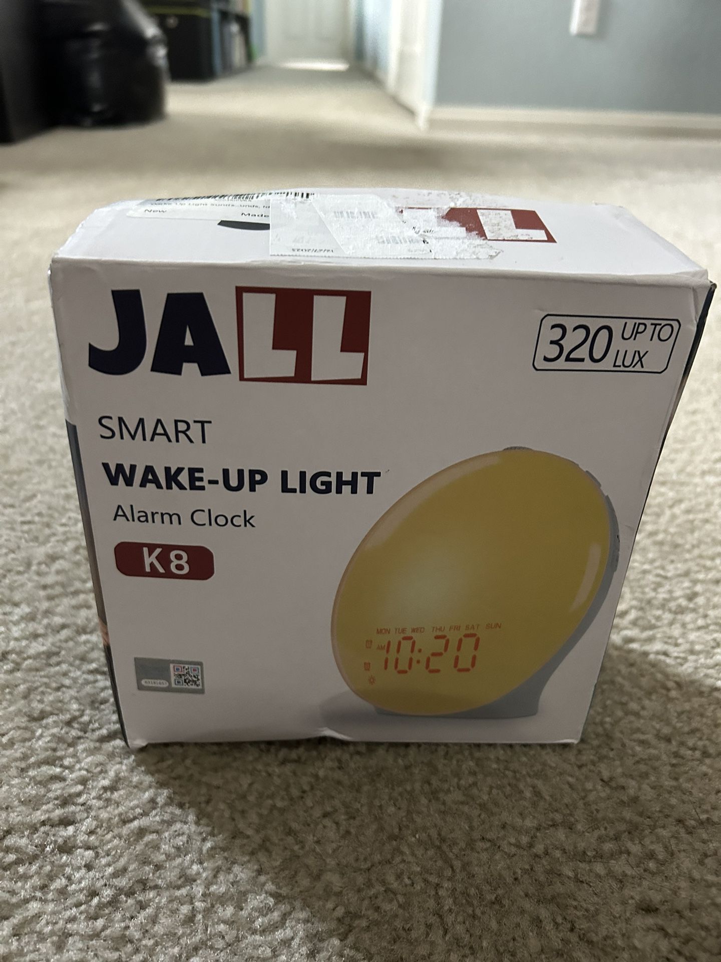 JALL Wake Up Light Sunrise Alarm Clock for Kids, Heavy Sleepers, Bedroom, Upgraded Full Screen w/ Sunrise, Sleep Aid, Dual Alarms, FM Radio (A7)