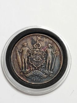 1890 British North Borneo Large One Cent Antique Coin