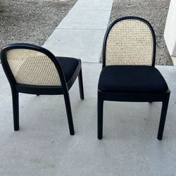 Black And Wicker Dining Table Chairs (4)