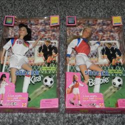 LOT 2 NIB 1998 MATTEL FIFA WORLD CUP SOCCER BARBIE and KIRA DOLLS NEW in BOX