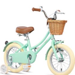 Little Molly 12-20 Inch Kids Bike, Retro Cruiser Girls Bike for Toddlers and Children Ages 2-13 Years, ‎Kids Bicycle with Wicker Basket & Training Whe