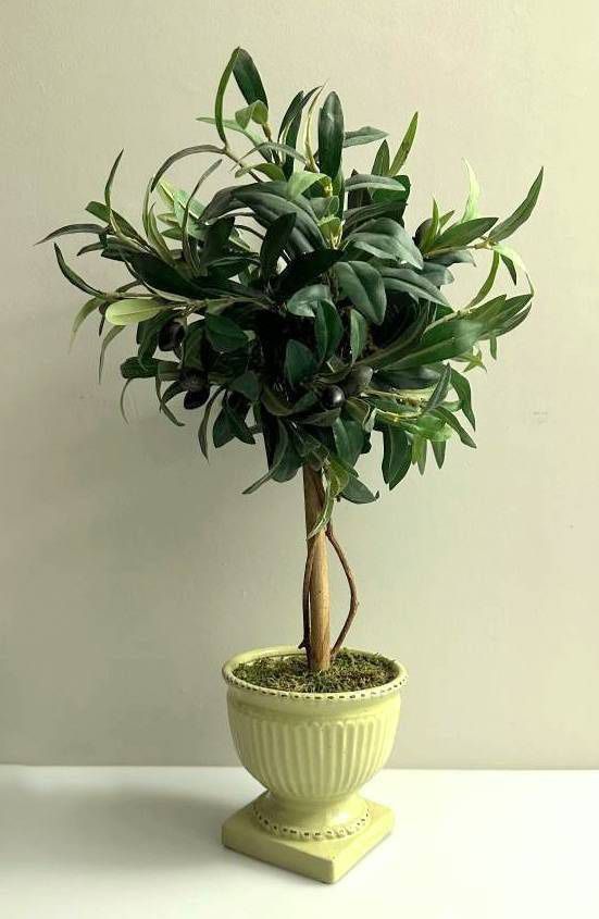 Artificial Faux Olive Tree With Berries In Ceramic Pot Home Decor