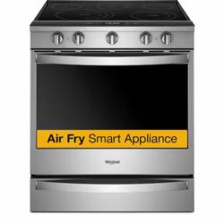 Whirlpool 6.4 cu. ft. 5 Burner Smart Slide-In Electric Range with Air Fry, When Connected in Fingerprint Resistant Stainless Steel