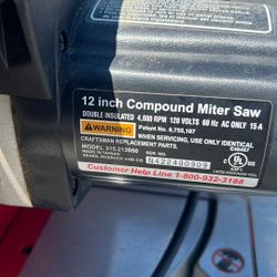 15” Craftsman Miter Saw 15 Amp 80 Obo