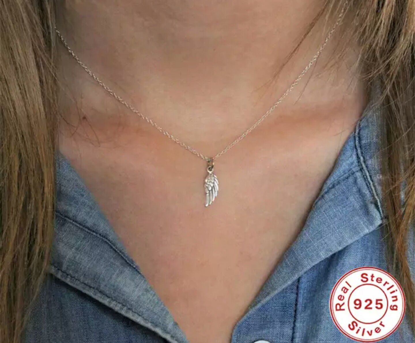 925 Sterling Silver Guardian Angel Wings Necklace