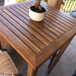 wood bistro table with 2 stools