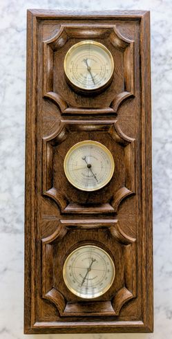 Vintage Mid Century Modern MCM Springfield Wall Mount Weather Station Wood Grain