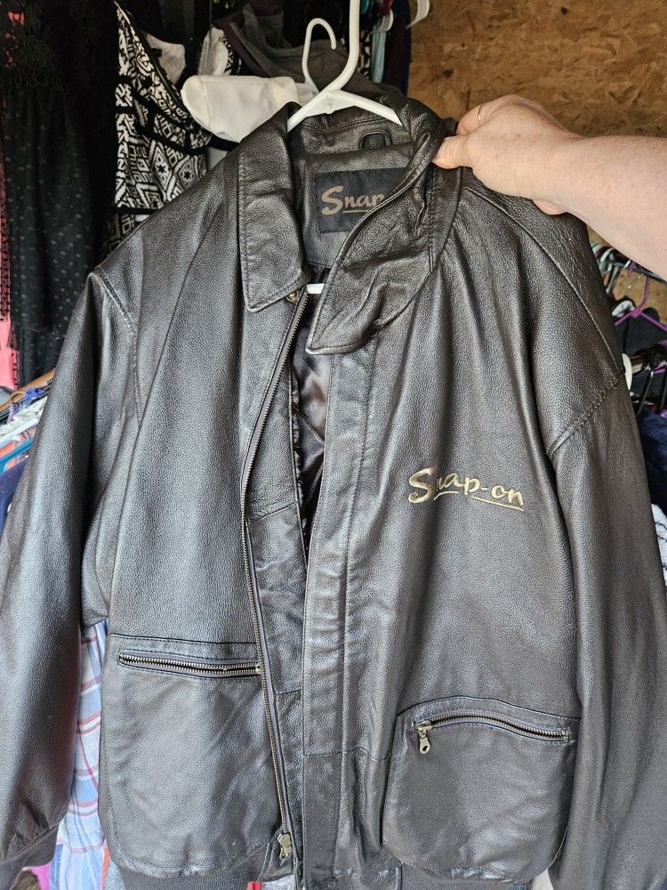Snap On Tools Leather Bomber Jacket Size Xl