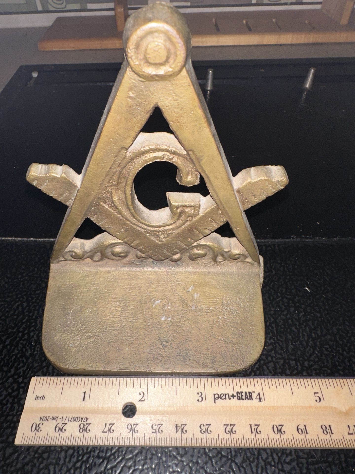 Vintage Masonic Freemason Book Ends Compass G